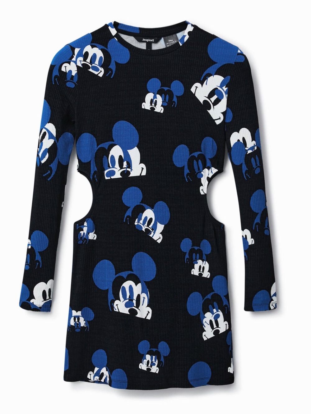 NWT Desigual Disney Black and Blue Mickey Mouse Long Sleeve Dress M